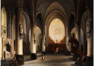 Grosses Kircheninterieur Mit Figurenstaffage