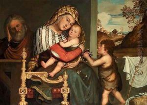 The Holy Family with the Infant St John the Baptist 1595 by Niccolo Frangipane