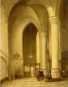 Church Interior by Pierre-Henri-Theodore Tetar van Elven