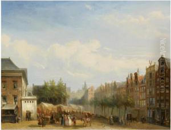 Many Figures On The Botermarkt, Amsterdam - view 1