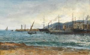 Hafenpartie Mit Booten Und Leuchtturm An Der Cote D'azur
