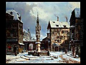 Winter Am Stadtbrunnen by Pierre-Henri-Theodore Tetar van Elven