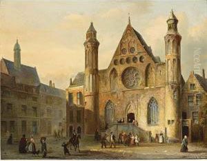 A View Of The 'ridderzaal by Pierre-Henri-Theodore Tetar van Elven