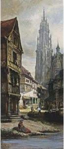 A View Of Antwerp by Pierre-Henri-Theodore Tetar van Elven