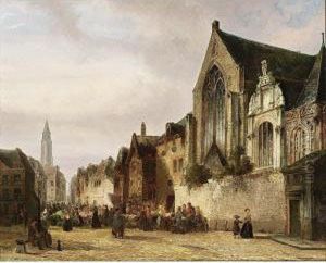 A Busy Market by Pierre-Henri-Theodore Tetar van Elven