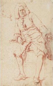 Homme Elegant Assis Et Etude De Tete D'homme De Profil