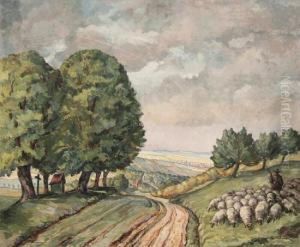 Schafsherde Am Wegesrand by Albert Theer
