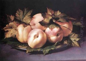Still-life with Peaches and Fig-leaves 1590s by Giovanni Ambrogio Figino