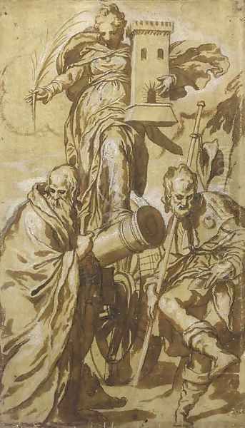Saint Barbara with Saint Anthony Abbot and Saint Roch - view 1