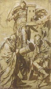 Saint Barbara with Saint Anthony Abbot and Saint Roch by Paolo Farinati