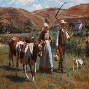 A Farmer And His Wife On Their Way To Work In The Field