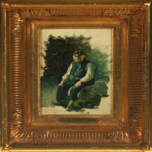 Farmer Sitting Ona Stone by Michael Therkildsen