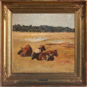 Landscape With Cows In The Field by Michael Therkildsen