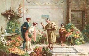 At the Fruit Sellers by Ettore Forti