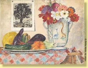 Nature Morte Aux Aubergines Et Fleurs Dans Nature Morte Aux Aubergines Et Fleurs Dans