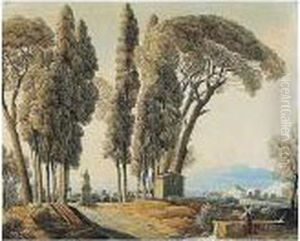 The Gardens Of The Villa Negroni, Rome by Jean Thomas Thibault