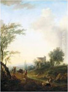 A River Landscape With Travellers A River Landscape With Travellers