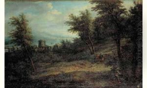Cavaliers Dans Un Paysage Dominant Une Riviere