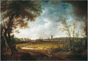 A Panoramic View Of A Valley With The Schloss Tiefenau by Johann Alexander Thiele