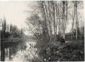 Landscape With Stream And Painter At His Easel, Probably Between 1880 And 1890 Landscape With Stream And Painter At His Easel, Probably Between 1880 And 1890