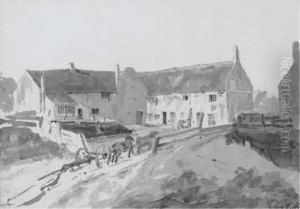 Farmyard With Timber Drag by John Thirtle