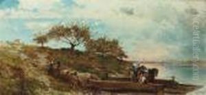Ferry Crossing On The Hudson by James Crawford Thom