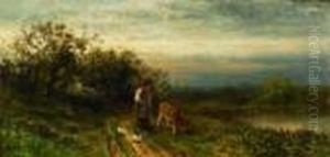 Pastoral Scene With Girl And Geese by James Crawford Thom