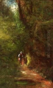 Woman Along Forest Path by James Crawford Thom