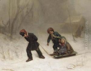 Returning From The Wood In Winter by James Crawford Thom