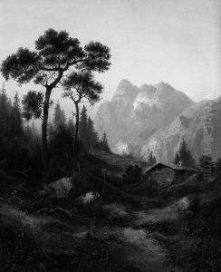 "alm In Zillertal". Sign. Ol Auf
Lwd. 69 X 55 Cm. Rahmen by Emil Thoma