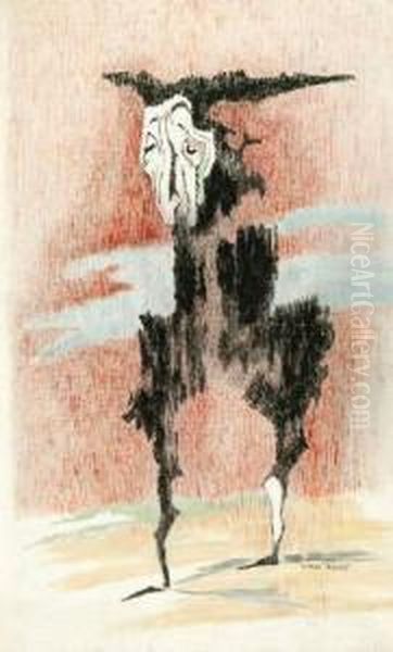 Figural Abstract. Oil Oncanvas. Unframed. Signed L.r - view 1