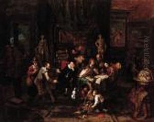 An Alchemist In His Study; And A Landlord Collecting Rents by Gerard Thomas
