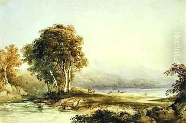 Mountainous Landscape with Lake and Stream - view 1