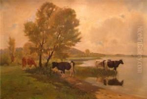 Kuhe An Der Tranke by Paul Thomas