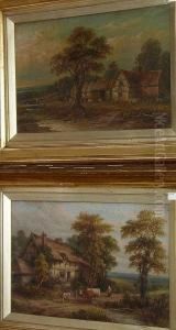 Figure And Cattle By A Rustic Dwelling; End Of The Day, Both Signed 't. Thomas' by Thomas, of Pall Mall Butler