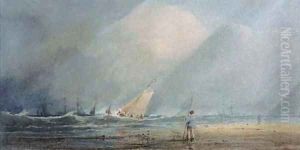 A fishing vessel heading out to sea in a squall by Anthony Vandyke Copley Fielding
