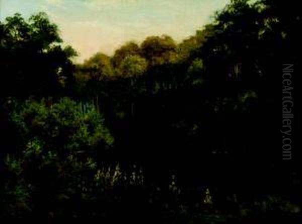The Upper Reaches Of A River With Trees And Foxgloves To The Foreground - view 1