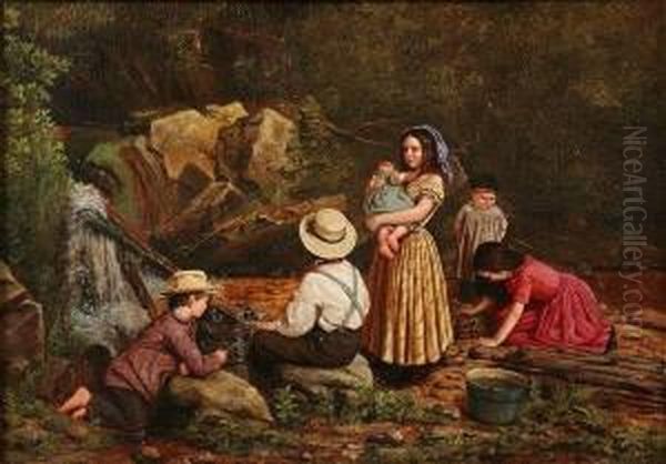 Children Playing By Stream - view 1