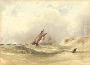 Shipping in rough seas by Anthony Vandyke Copley Fielding