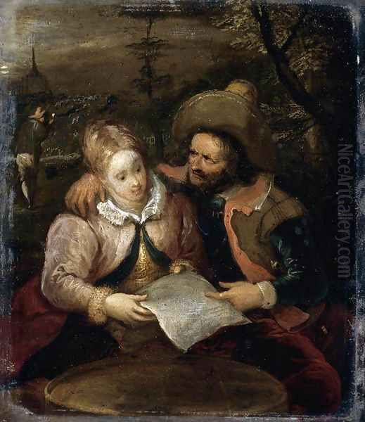 A Young Lady and a Cavalier Holding a Letter - view 1