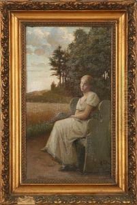 A Sitting Lady In A Landscape by Carl Christian Thomsen