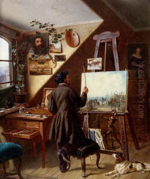 Painting Horses In The Studio, A Self Portrait - view 1