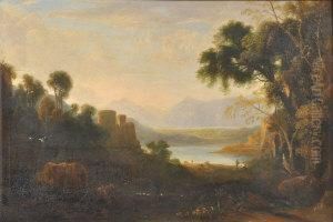 A Castle And Figures In A Highland Landscape by John, Rev. Thomson Of Duddingston
