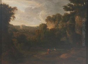 On The Devon, Bergige Bewaldete Flusslandschaft Mit Rastenden