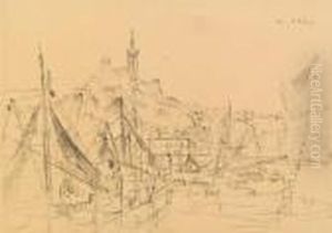 Hafen Von Marseille (notre Dame De La Garde Und Zitadelle Imhintergrund) by Wilhelm Thony
