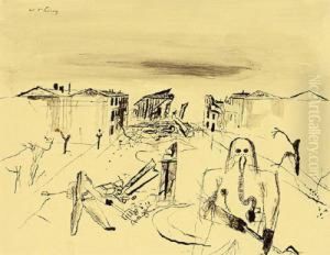 "illustration Zu Cocteau - Ruinen Von Paris" by Wilhelm Thony