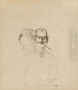 Studie: Doppelbildnis by Wilhelm Thony