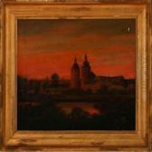 Sunset At Vallopalace, Denmark by Anton Erik Ch. Thorenfeld