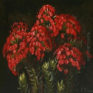 Still Life With Redflowers by Emmy Marie Caroline Thornam
