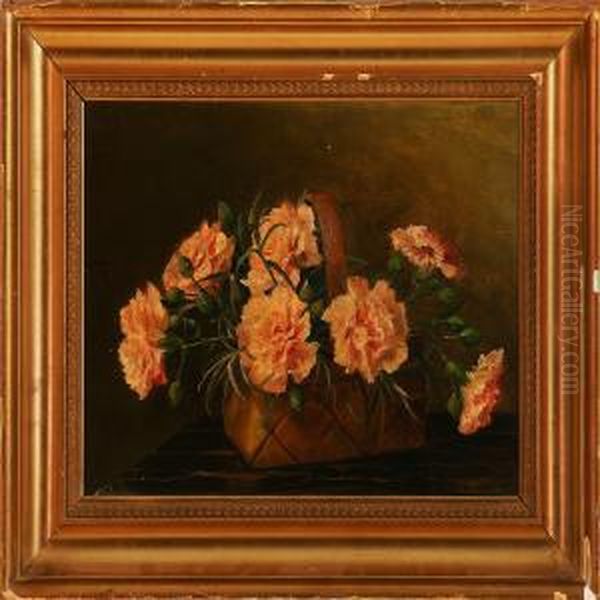 Still Life Withcarnations In A Basket - view 1